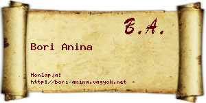 Bori Anina névjegykártya